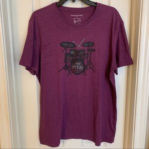Mens Large Purple Banana Republic Factory Graphic Drumset Tee Tshirt